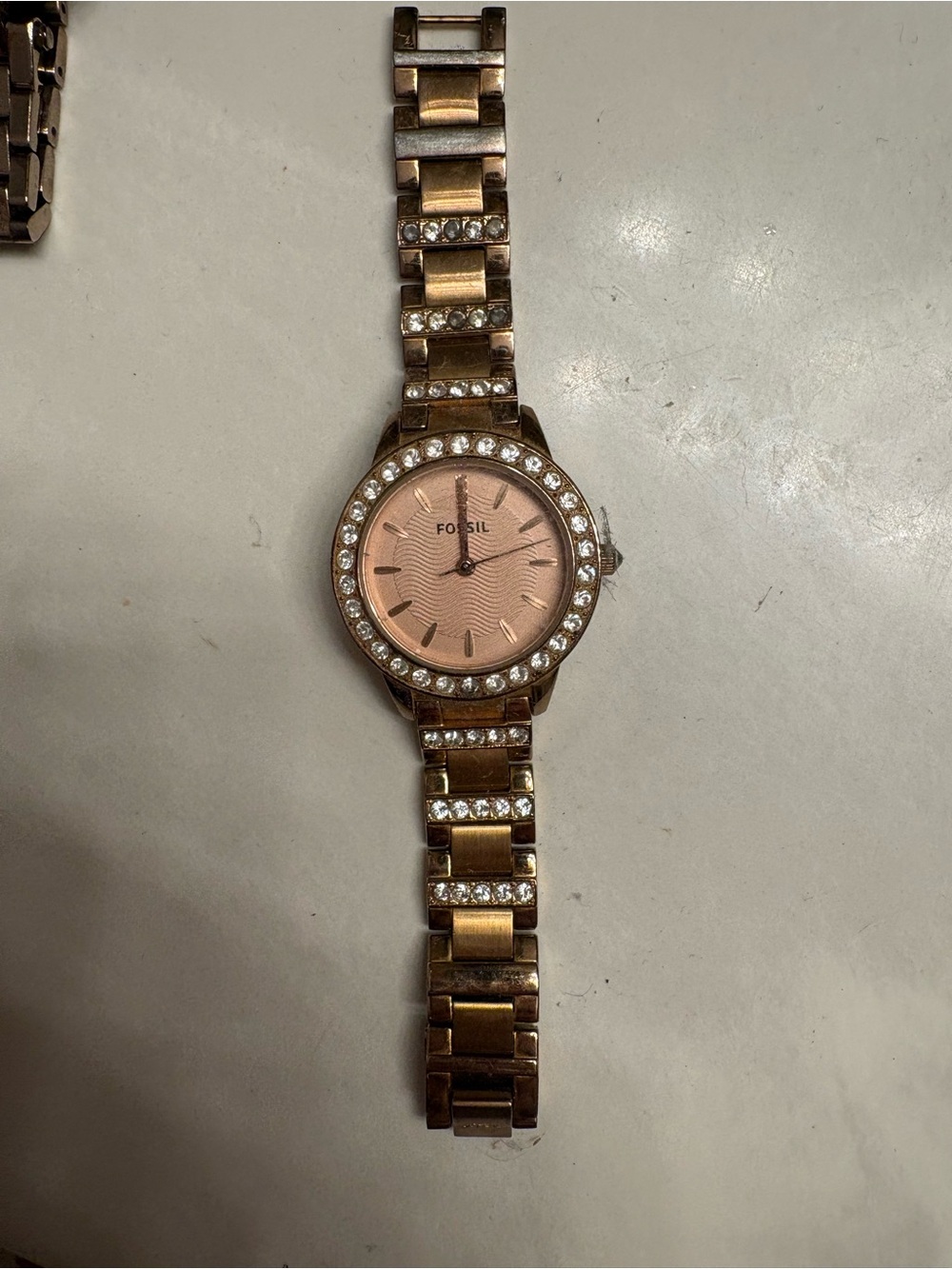 Fossil Rose Gold-tone Crystal Accent Ladies' Watch